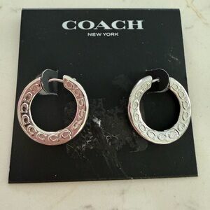 Coach Silver 1” Hoop Earrings